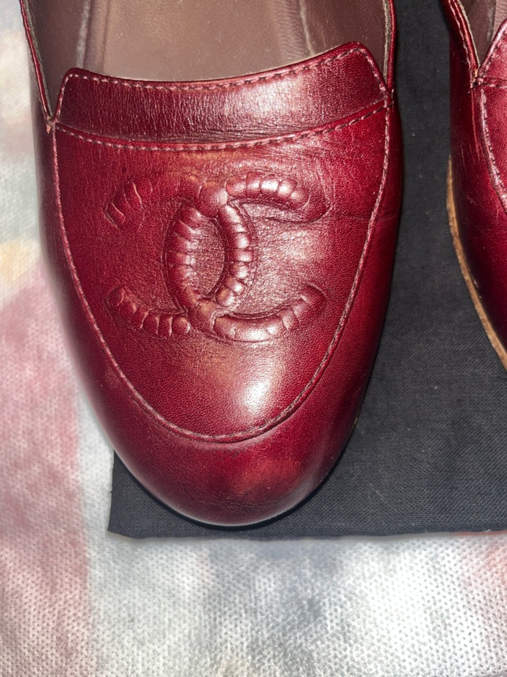 CHANEL Women's Deep Red Burgundy Leather Loafers 38.5 - Picture 10 of 13
